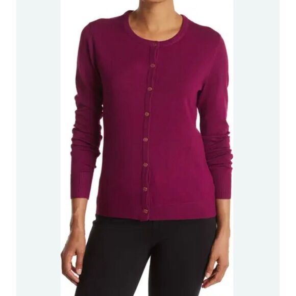 Talbots Sweaters - Talbots Cardigan Button Sweater Magenta Purple Raspberry‎ Cashmere Touch size M